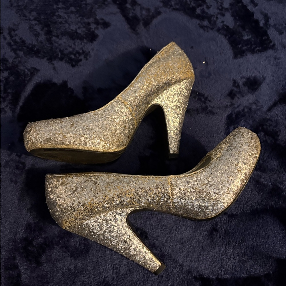 Charlotte Russe Sparkling Silver Heels